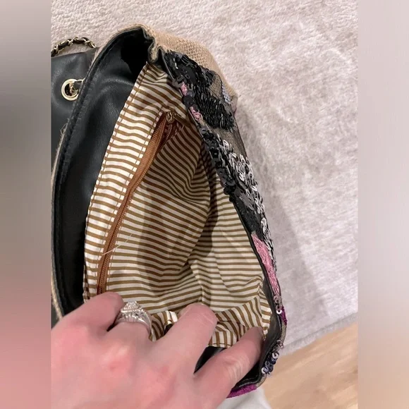 Tote Bag for Women, Beach Bag, Handmade Sequin Embroidery Straw Bag Bohemian - Picture 4 of 4